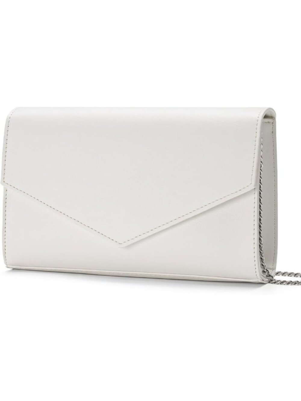 Women's White Faux Leather Clutch Purses Envelope Evening Shoulder Bag